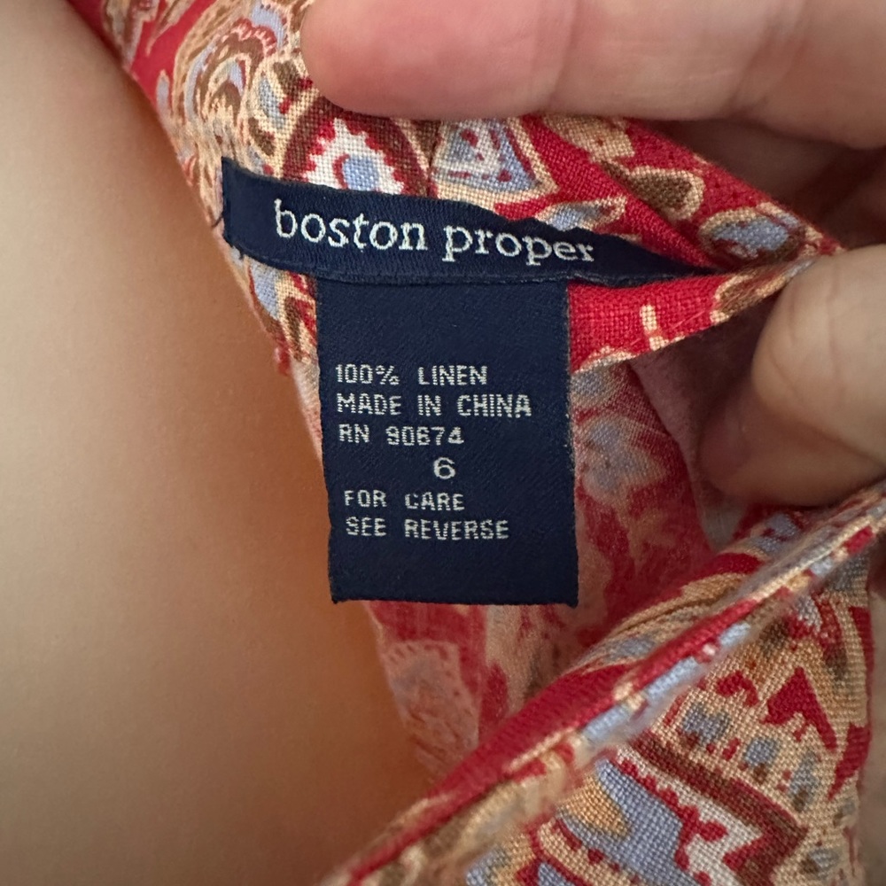 Size 6 Boston Proper floral print linen dress - Picture 3 of 8